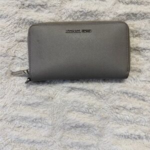 Michael Kors Gray Wallet with Silver Hardware